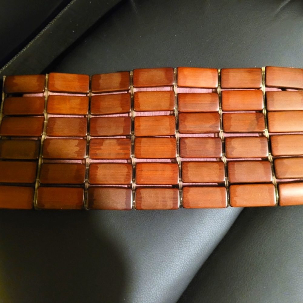 RAW BAGS brown bamboo clutch